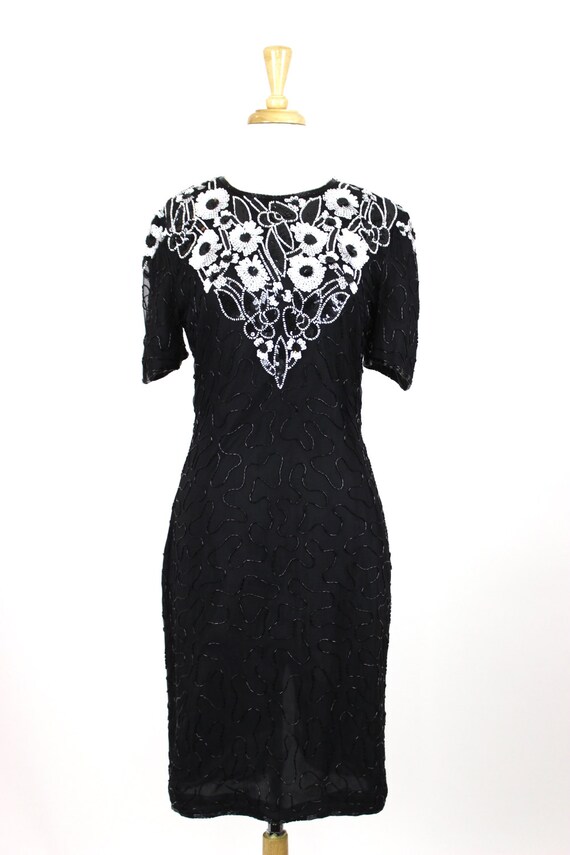 Vintage Sequin Dress White Black - image 2