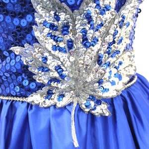 Vintage Sequin Dress Blue Ball Gown Formal Strapless Silver Prom Pageant Small image 4