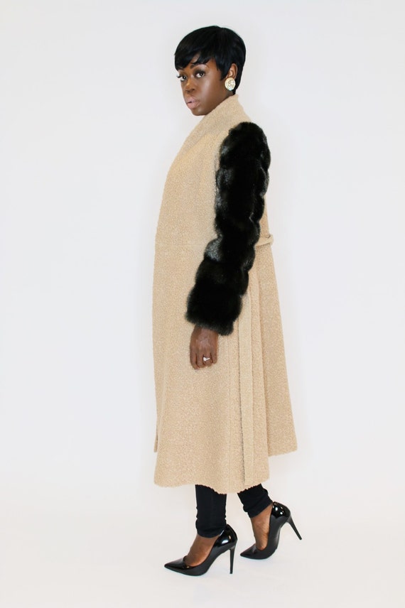 Faux Fur Coat / Vintage Wrap Jacket 70s - image 3