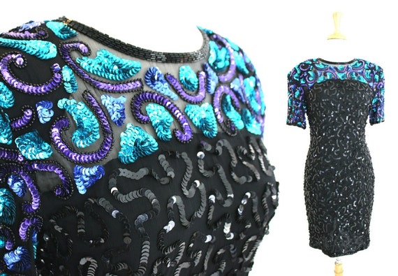 Sequin Dress Vintage Black NWT
