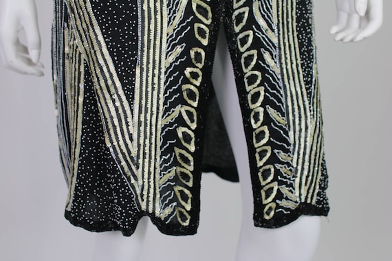 Heavy Beaded Jacket Vintage Sequin Tassel Long He… - image 4