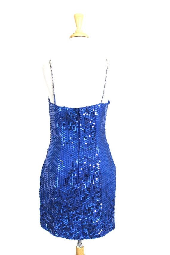 Sequin Dress Blue Short Party Fitted