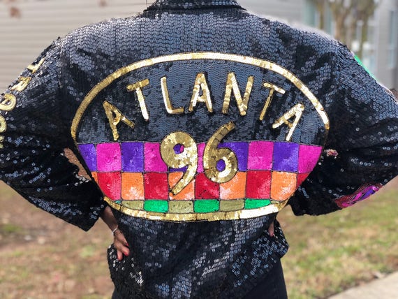 90s Sequin Bomber Jacket / 1996 Atlanta Olympics … - image 1