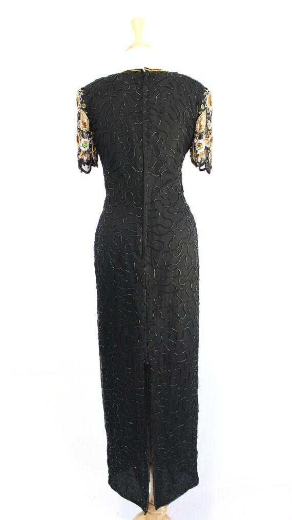Sequin Dress Long Black Vintage - image 5