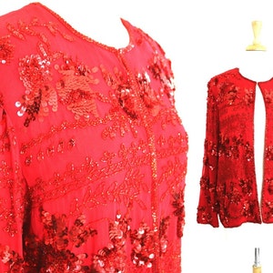 Sequin Jacket Red Vintage Medium image 1