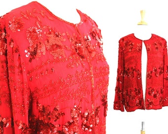 Sequin Jacket Red Vintage Medium