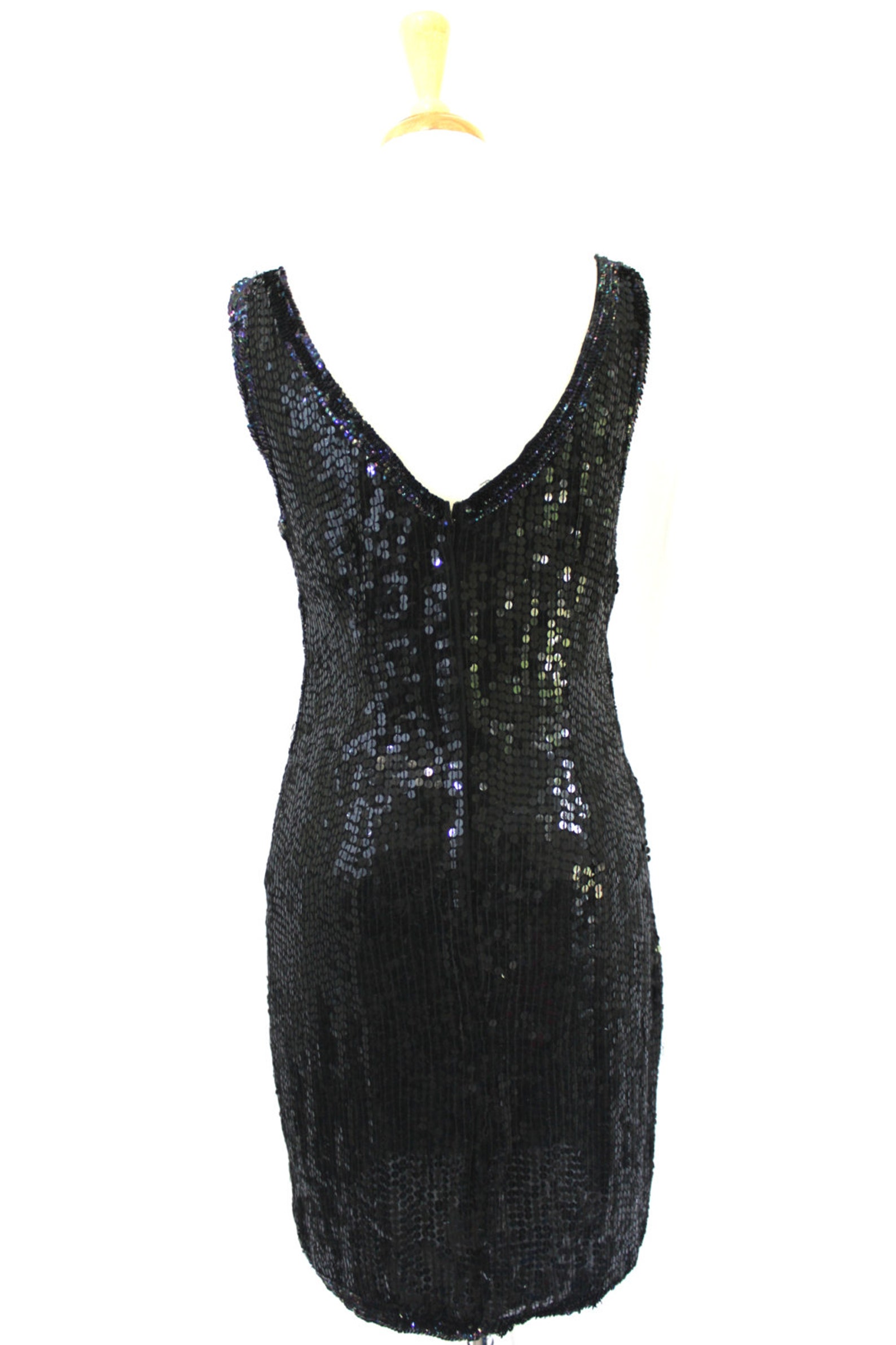 Sequin Dress Black Vintage Short Fitted - Etsy