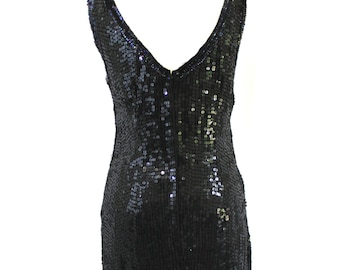 Sequin Dress Black Vintage Short Fitted - Etsy