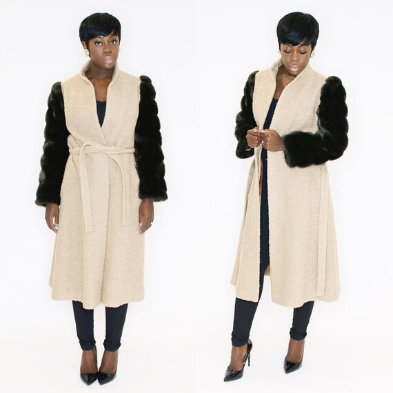 Faux Fur Coat / Vintage Wrap Jacket 70s - image 1