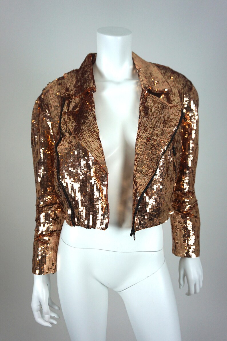 Vintage Sequin Jacket Crop Bolero Bronze Gold Modi Petite Size - Etsy