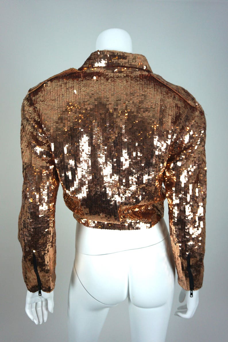 Vintage Sequin Jacket Crop Bolero Bronze Gold Modi Petite Size - Etsy