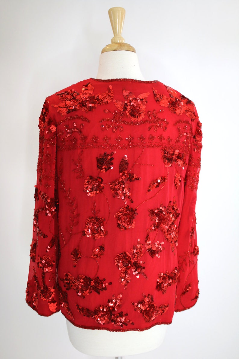 Sequin Jacket Red Vintage Medium image 5