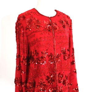 Sequin Jacket Red Vintage Medium image 3