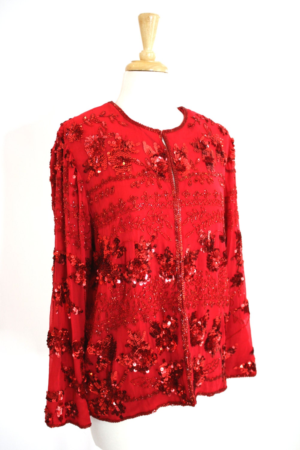 Sequin Jacket Red Vintage Medium Etsy
