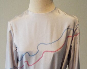 Hermoso Vintage manga larga plata gris vestido