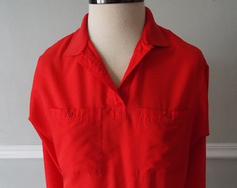 Vintage Long Sleeve Red Blouse by Diane Von Furstenberg