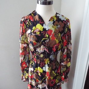 Vintage Long Sleeve Floral Print Dress