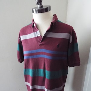 Vintage Short Sleeve Striped Polo Shirt by Ralph Lauren