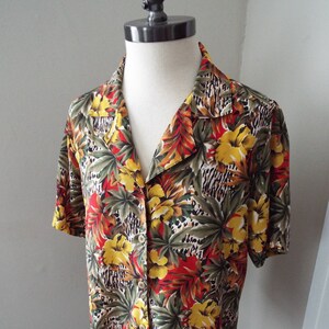 Vintage Short Sleeve Button Down Floral Print Blouse by Notations