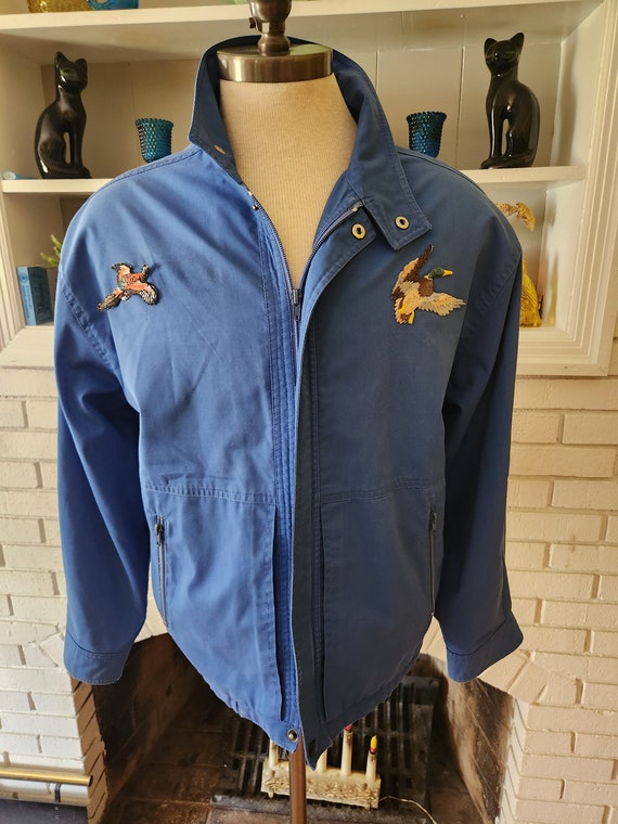Vintage Blue Jacket With Bird Patches - image 1