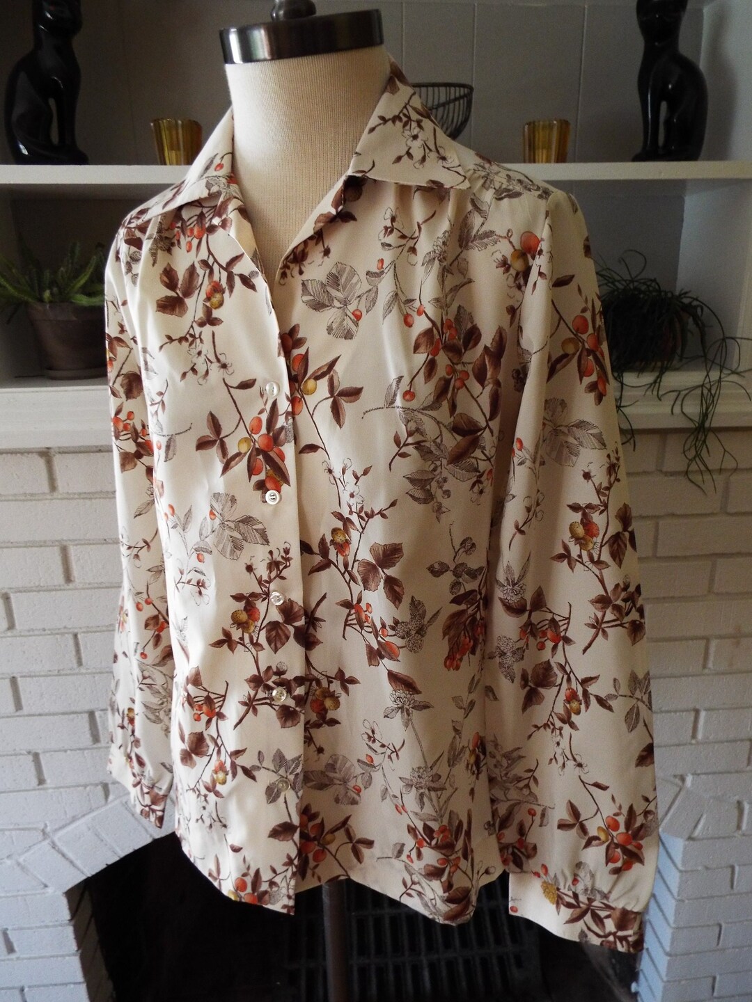 Women Vintage Floral Colorblock Button-up Long Shirt Dress KL1034 main image 0