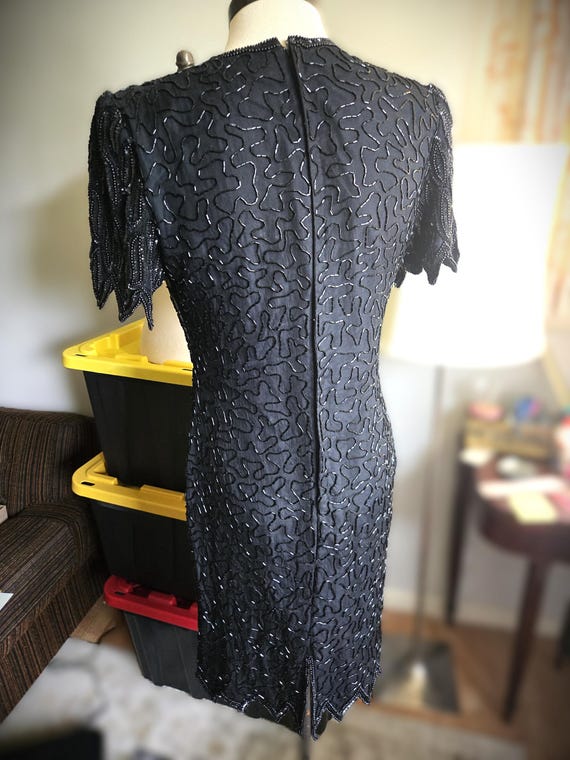 vintage black sequin dress Short Sleeve Sequined by Laurence… LaDivine CD749 Black Nude Sleeve Type_Puff Sleeve Here in sequins for Color:As Pic