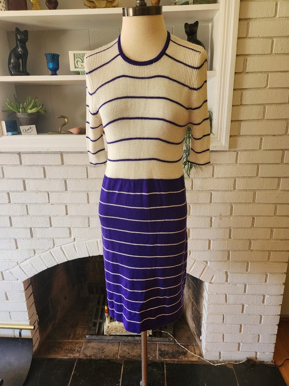 Vintage Purple and White Sweater Dress