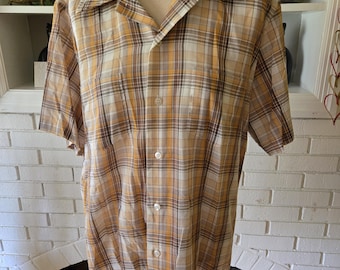 Vintage Short Sleeve Button Down Plaid Shirt by JC Penney