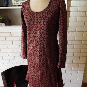 Vintage Long Sleeve Geometric Print Dress