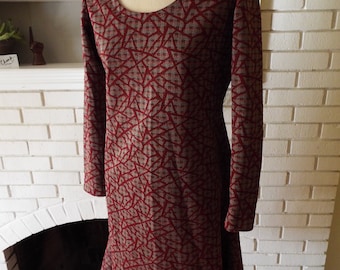 Vintage Long Sleeve Geometric Print Dress