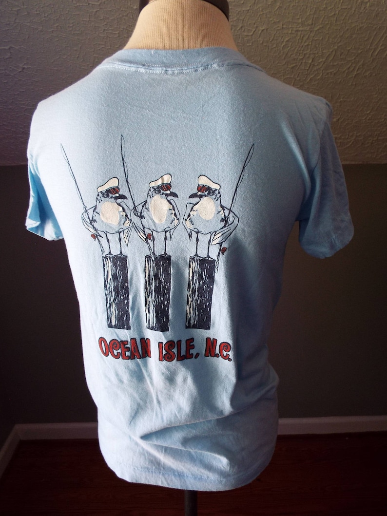 Vintage DEAD STOCK Short Sleeve Ocean Isle North Carolina Pocket T-Shirt image 3