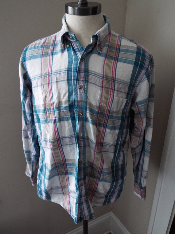 Vintage Long Sleeve Flannel Striped Shirt