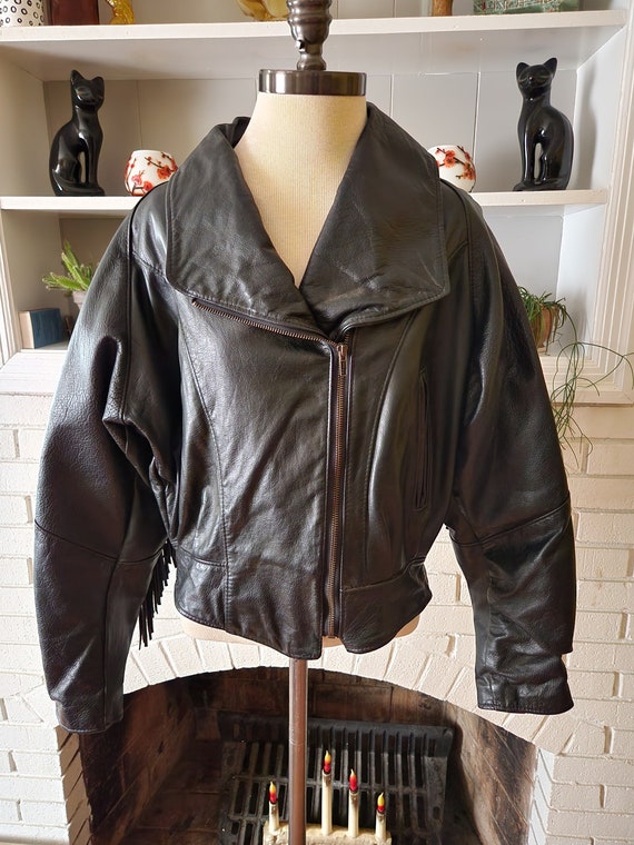 Vintage Black Leather Jacket by Steer Brand