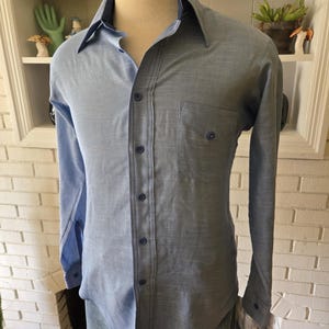 Vintage Long Sleeve Button Down Blue Shirt by Van Heusen
