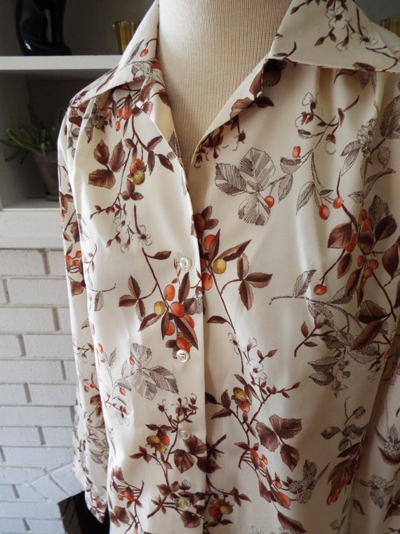Vintage Long Sleeve Button Down Floral Print Blou… - image 2