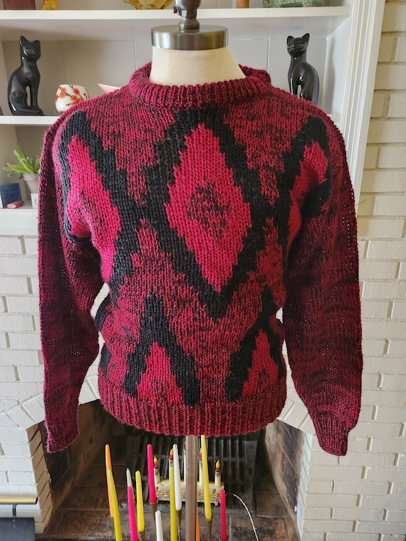 Vintage Long Sleeve Red and Black Sweater by Forte - image 1