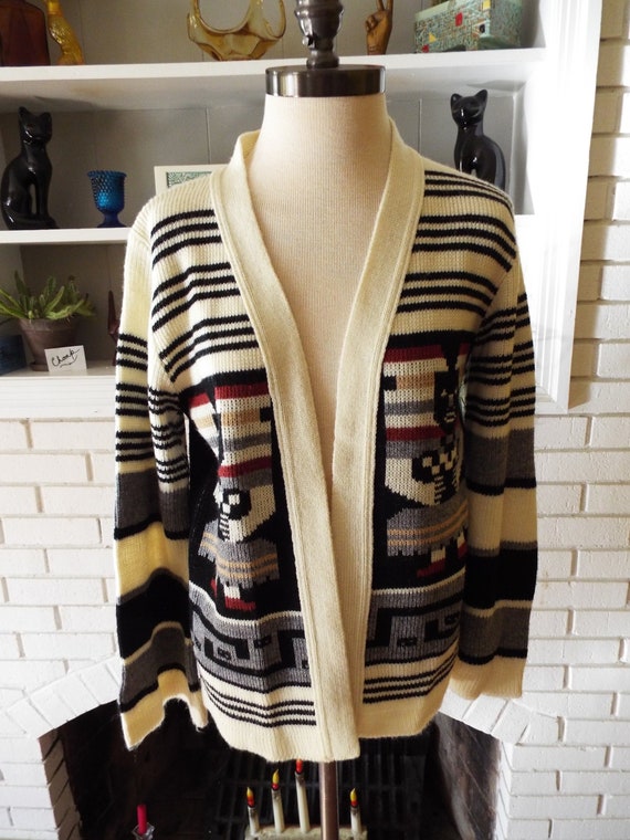 Vintage Long Sleeve 8 Bit Figure Cardigan Sweater - image 1