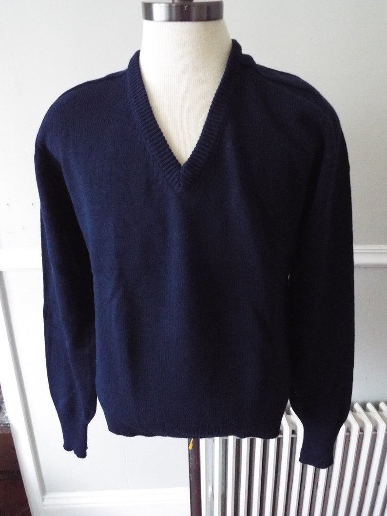 Vintage Blue Long Sleeve Vee Neck Sweater by JC Penney