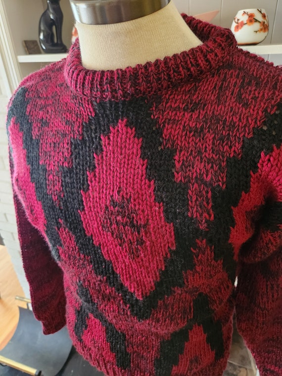 Vintage Long Sleeve Red and Black Sweater by Forte - image 2
