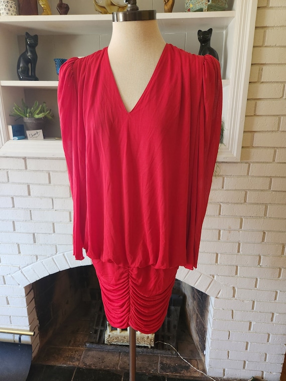 Vintage Long Sleeve Red Dress
