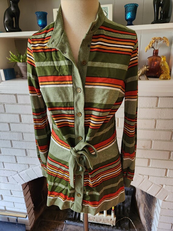 Vintage Long Sleeve Button Down Striped Blouse by 