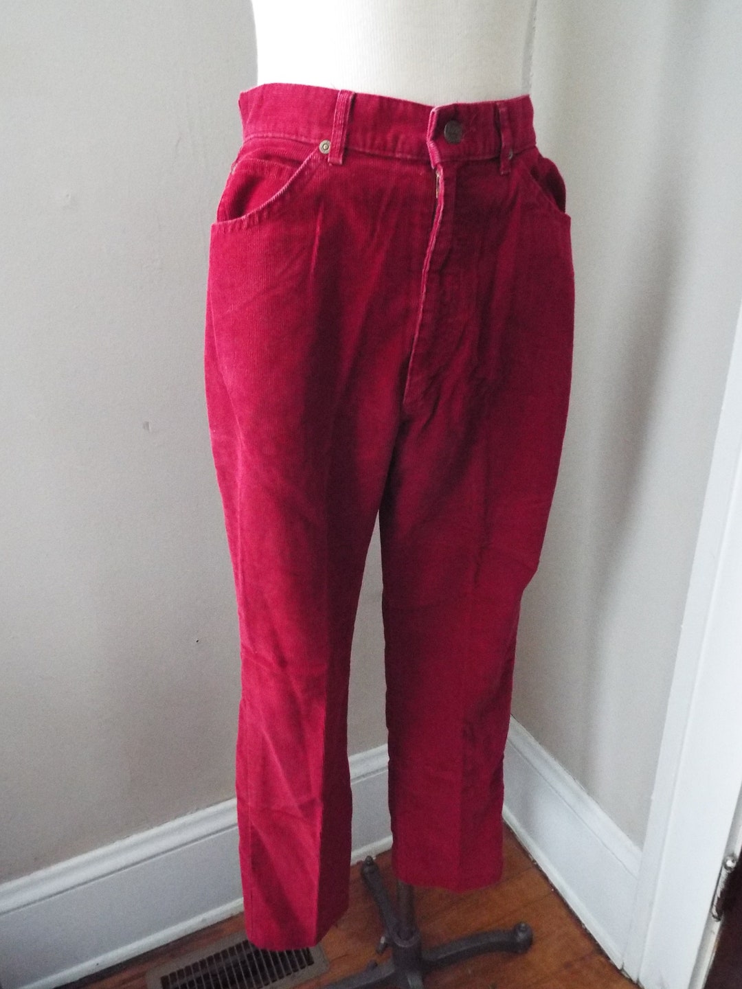 Vintage Deep Red Corduroy Pants by Lee Etsy