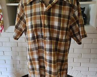 Vintage Short Sleeve Button Down Plaid Shirt by JC Penney