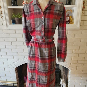 Vintage Long Sleeve Plaid Dress by Kenny Classics