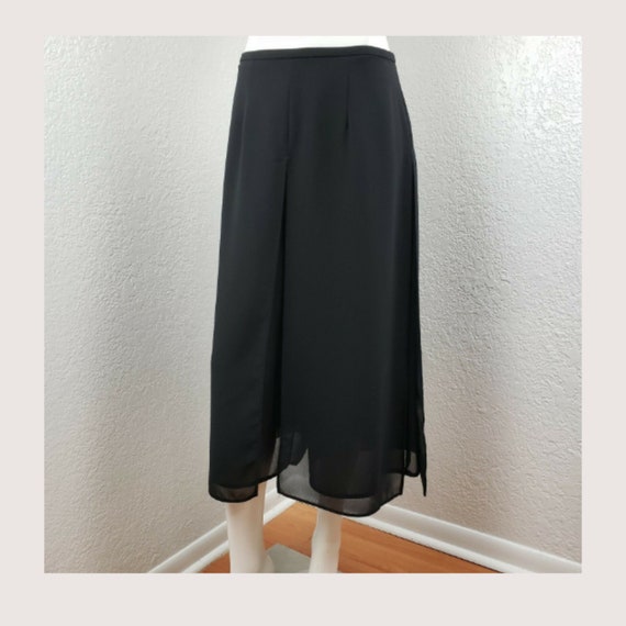 Vtg Palazzo Pants Overskirt Skirted Crop Wide Leg