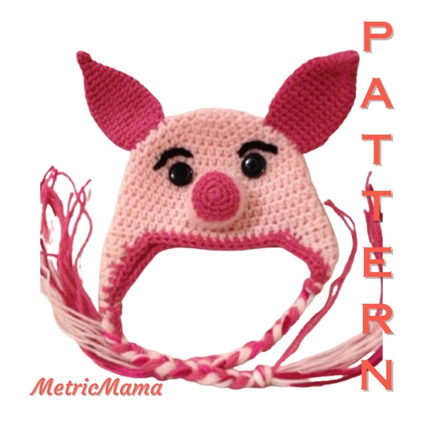 Piglet Beanie - Adjustable Size - Crochet Pattern