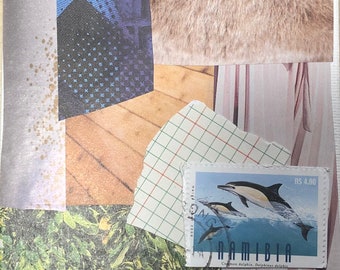 original collage art "Namibian Dolphins"