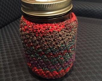 Covered Mason Jar Vase- Clusters Style
