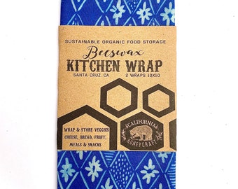 Organic Beeswax Kitchen Wraps- Blue