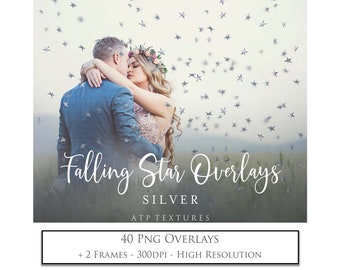 42 superpositions numériques, Png SILVER STARS / superposition de photos, haute résolution, photographie, Scrapbooking, Clipart, Noël
